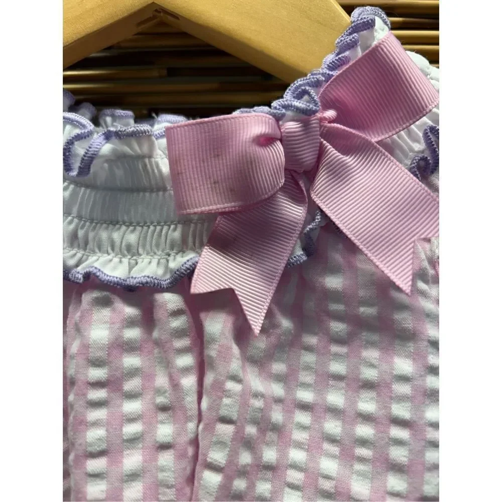 Rare Editions Size 12 Month Romper Pink and Purple